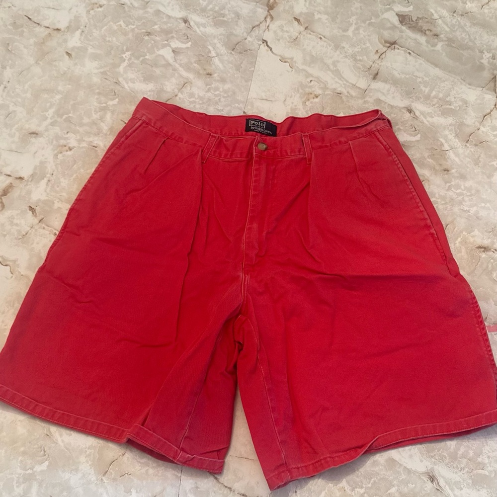 Ralph Lauren Red Men's Flat Front Cotton Shorts